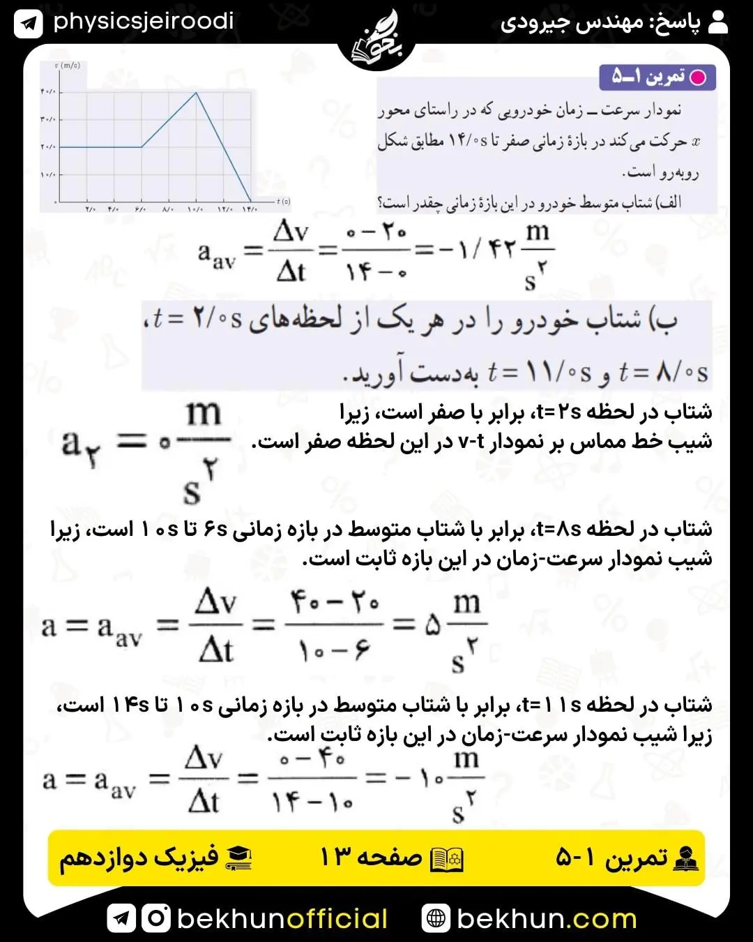 پاسخ تمرین 5 فصل 1 فیزیک دوازدهم