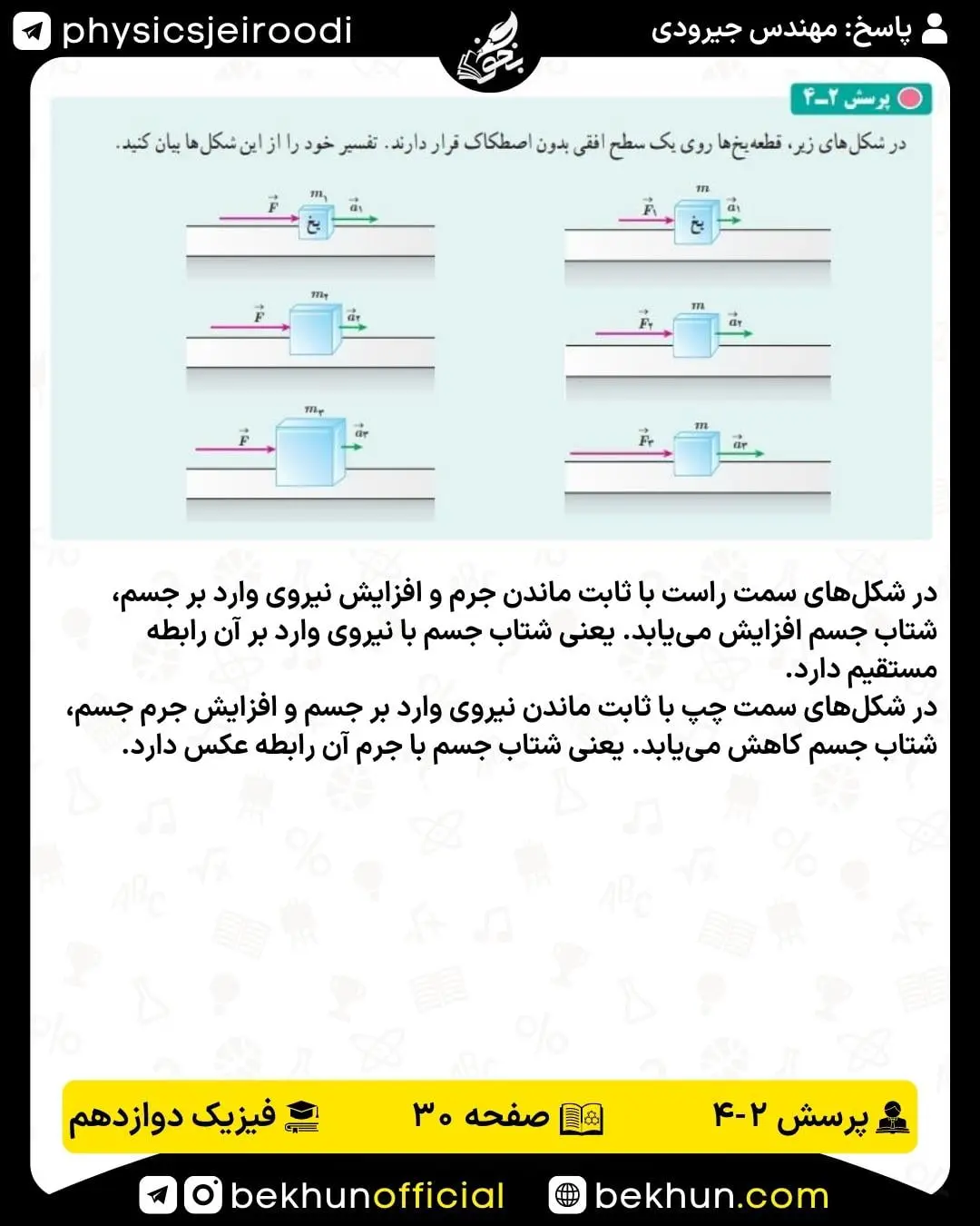 حل پرسش 2-4 فیزیک دوازدهم 