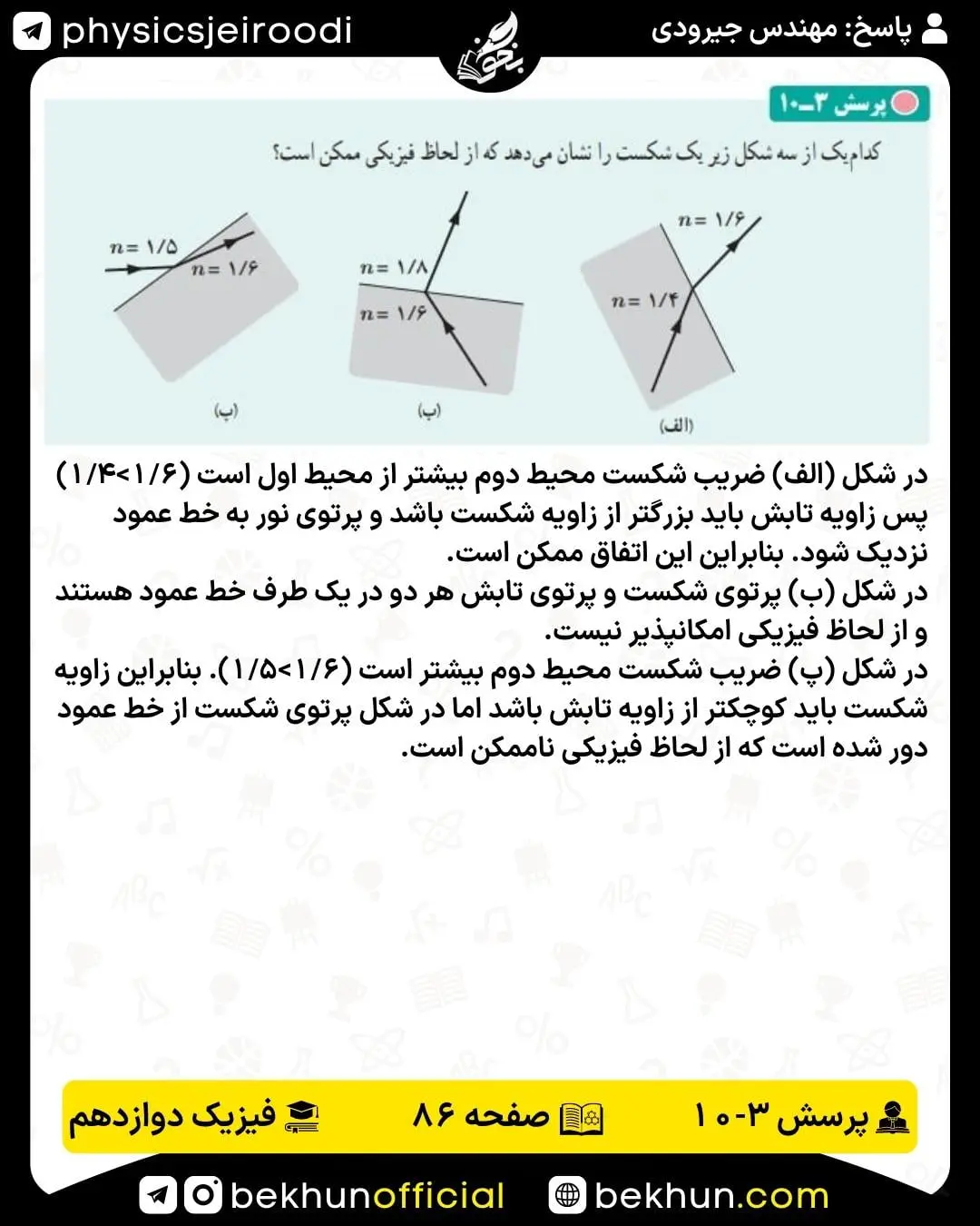 پاسخ پرسش 3-10 فیزیک دوازدهم