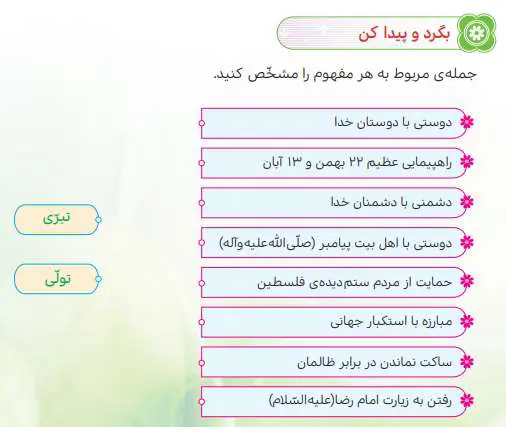 جواب بگرد و پیدا کن درس 5 هدیه ششم ابتدایی