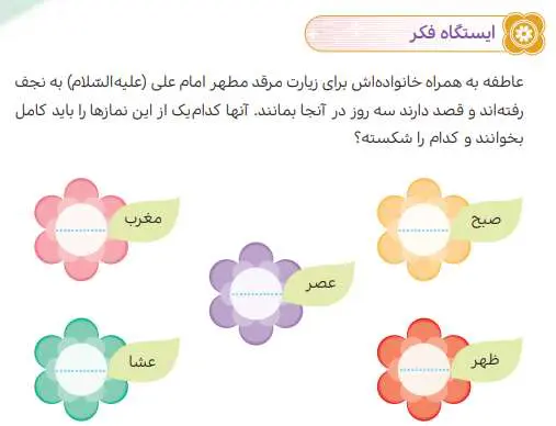 جواب ایستگاه فکر درس دوازدهم هدیه‌ های آسمانی ششم