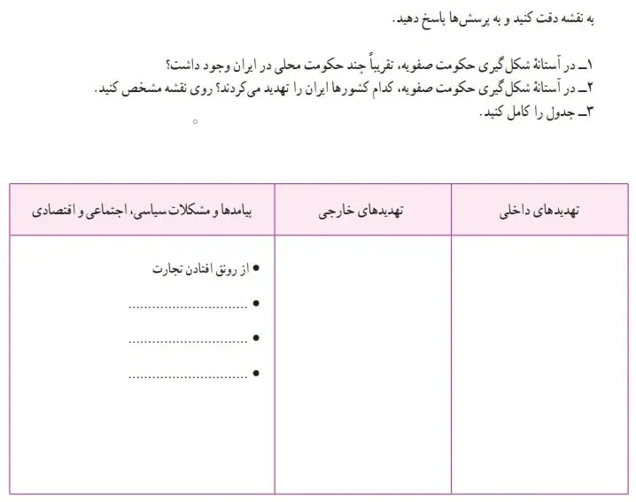 پاسخ کاربرگه ی شماره 7 مطالعات نهم