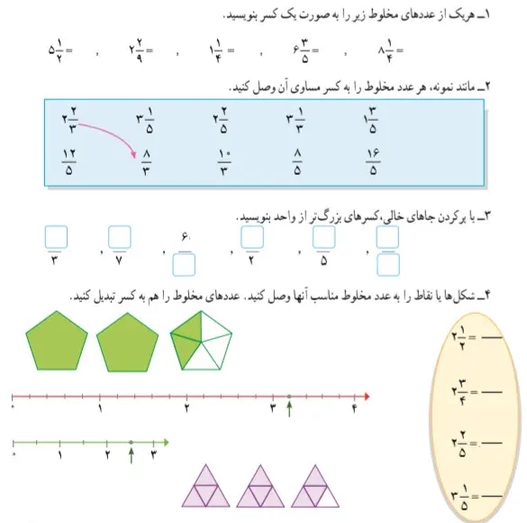 کار در کلاس صفحه 23 کتاب ریاضی پنجم دبستان