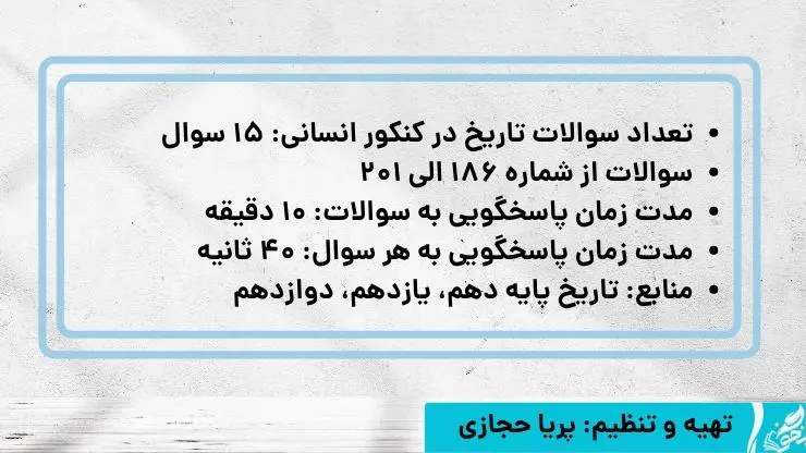 بودجهبندی تاریخ کنکور انسانی 3 بودجه بندی تاریخ کنکور انسانی