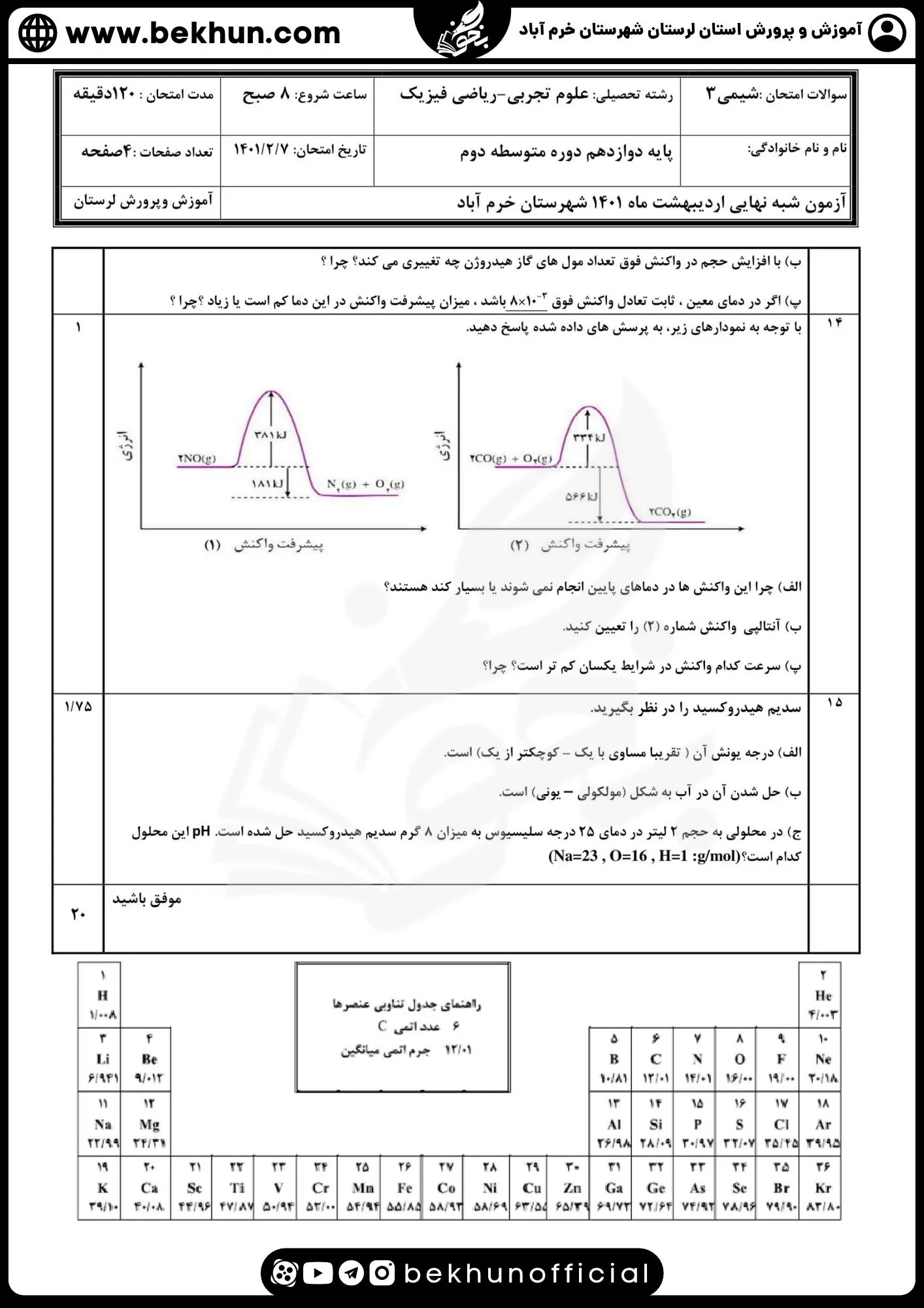 دانلود سوالات امتحان نهایی شیمی دوازدهم با جواب 111 دانلود نمونه سوالات نهایی شیمی 12 همراه پاسخنامه