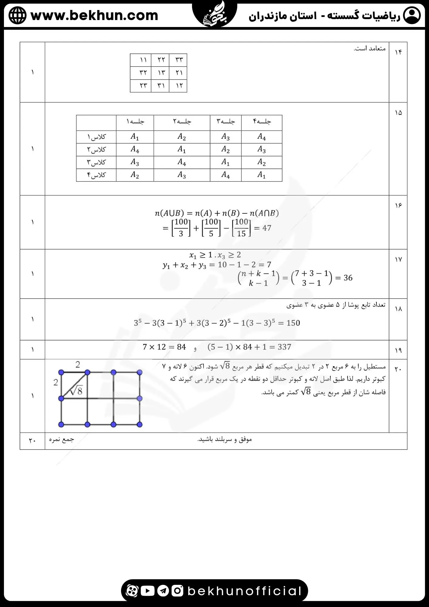 نمونه سوالات نهایی ریاضیات گسسته دوازدهم با جواب 60 جواب نمونه سوالات امتحان گسسته دوازدهم نهایی