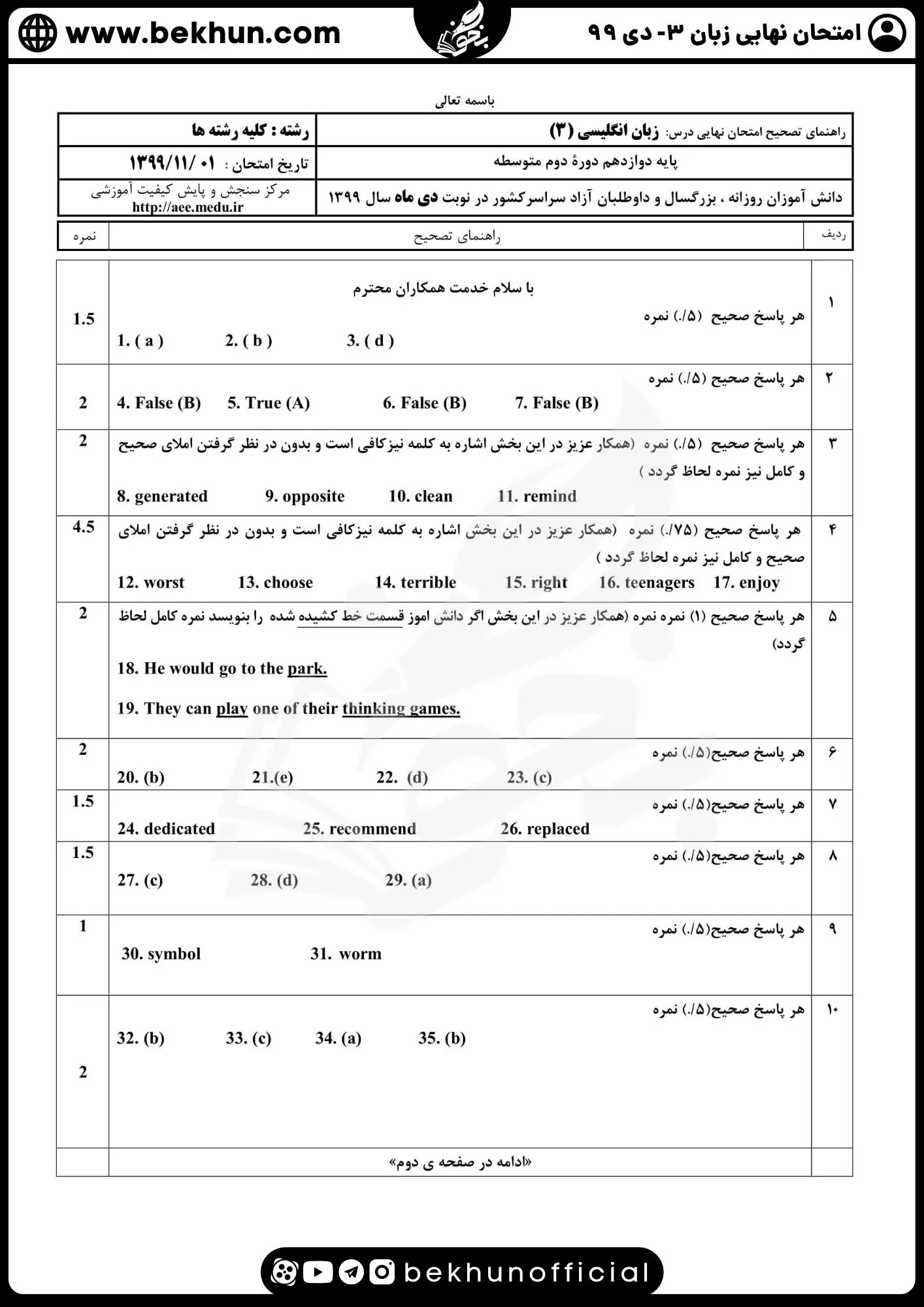 نمونه سوالات امتحان نهایی زبان دوازدهم با جواب 222 جواب نمونه سوالات امتحان نهایی زبان دوازدهم دی 99