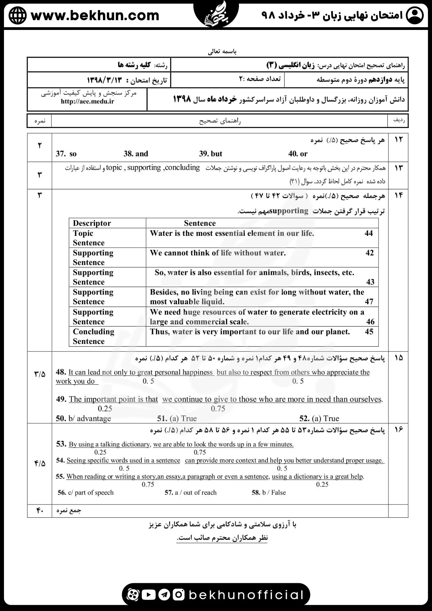 نمونه سوالات امتحان نهایی زبان دوازدهم با جواب 230 پاسخ نمونه سوالات نهایی زبان دوازدهم خرداد ماه 98