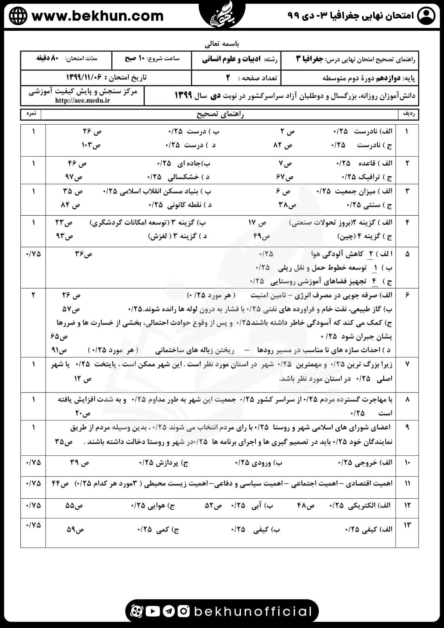 نمونه سوالات نهایی جغرافیا دوازدهم با جواب 102 جواب سوالات امتحان جغرافیا دوازدهم نهایی 99 دی ماه