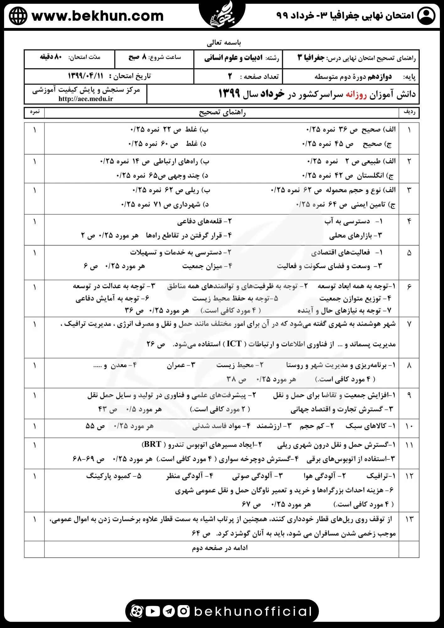 نمونه سوالات نهایی جغرافیا دوازدهم با جواب 93 سوالات امتحان جغرافیا دوازدهم خرداد ۹۹ نهایی