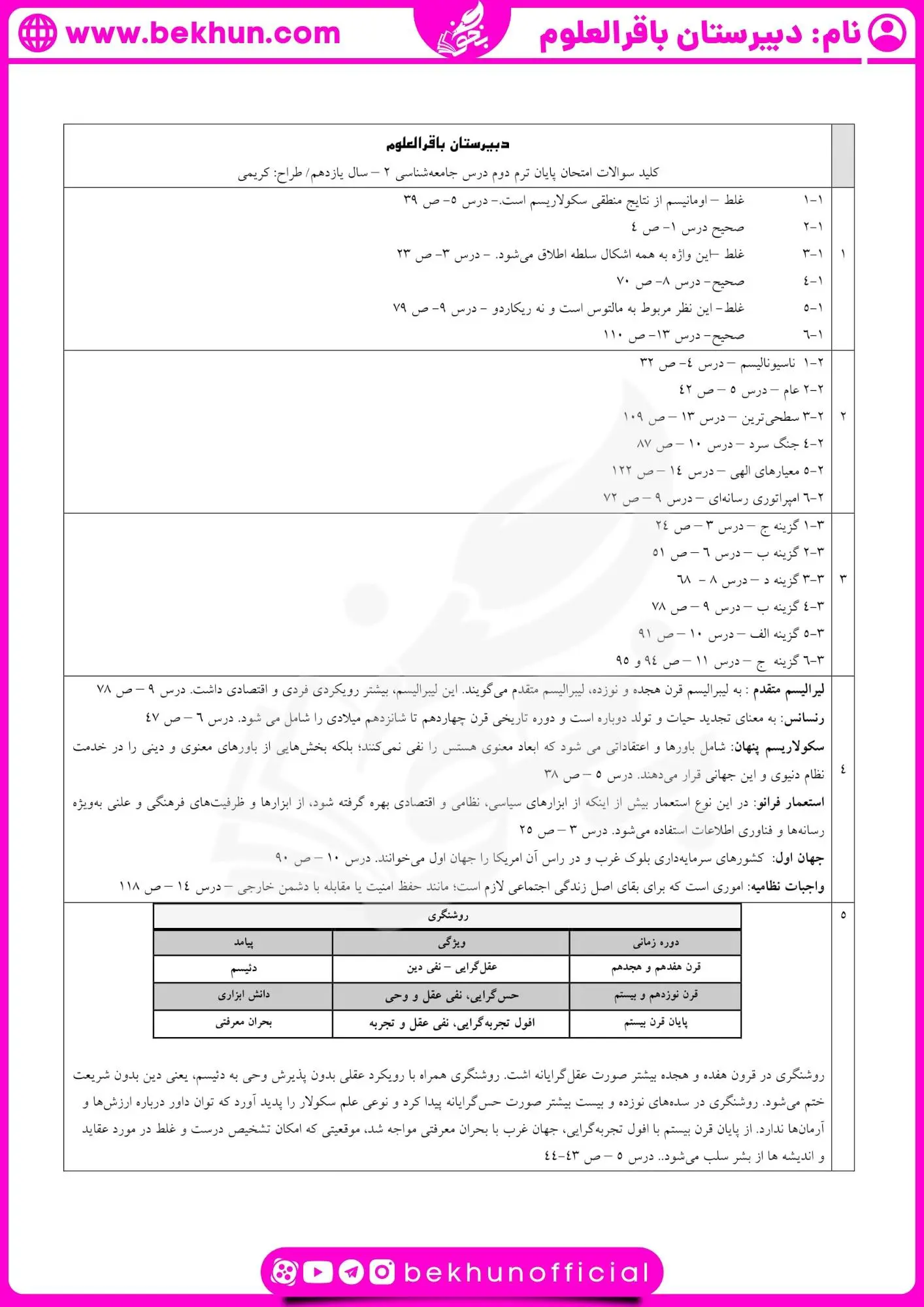 دانلود نمونه سوالات نوبت دوم جامعه شناسی یازدهم