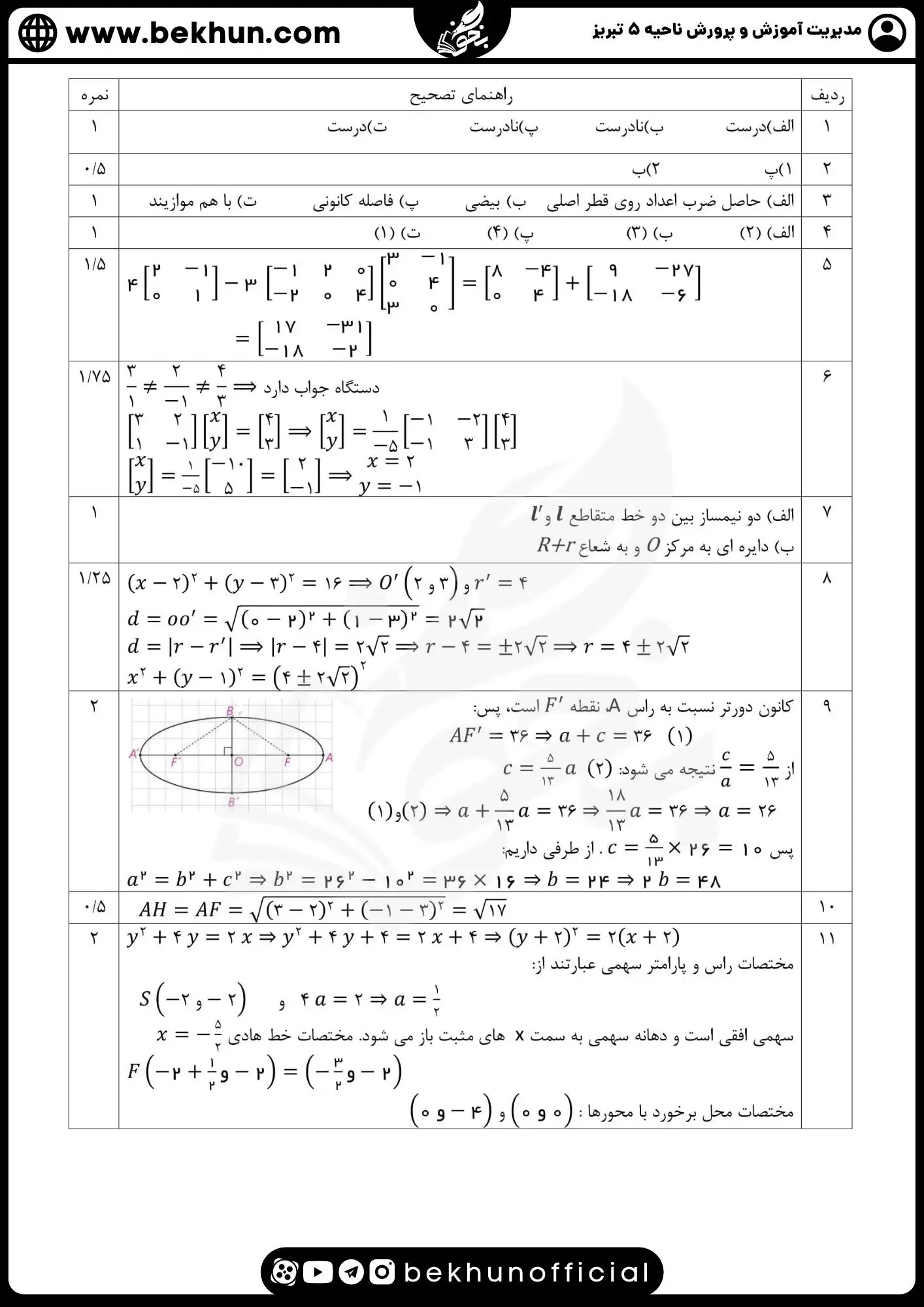 نمونه سوال نهایی هندسه دوازدهم با جواب 79 دانلود نمونه سوالات شبیه نهایی هندسه دوازدهم ریاضی