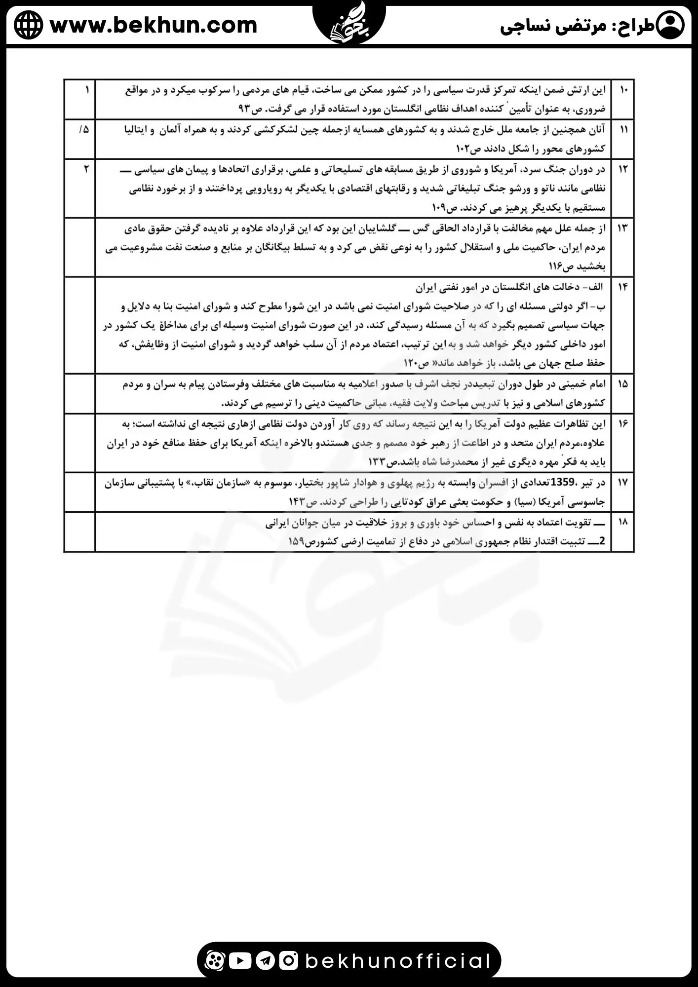نمونه سوالات نهایی تاریخ دوازدهم انسانی با جواب 96 امتحان تاریخ دوازدهم انسانی خرداد ماه