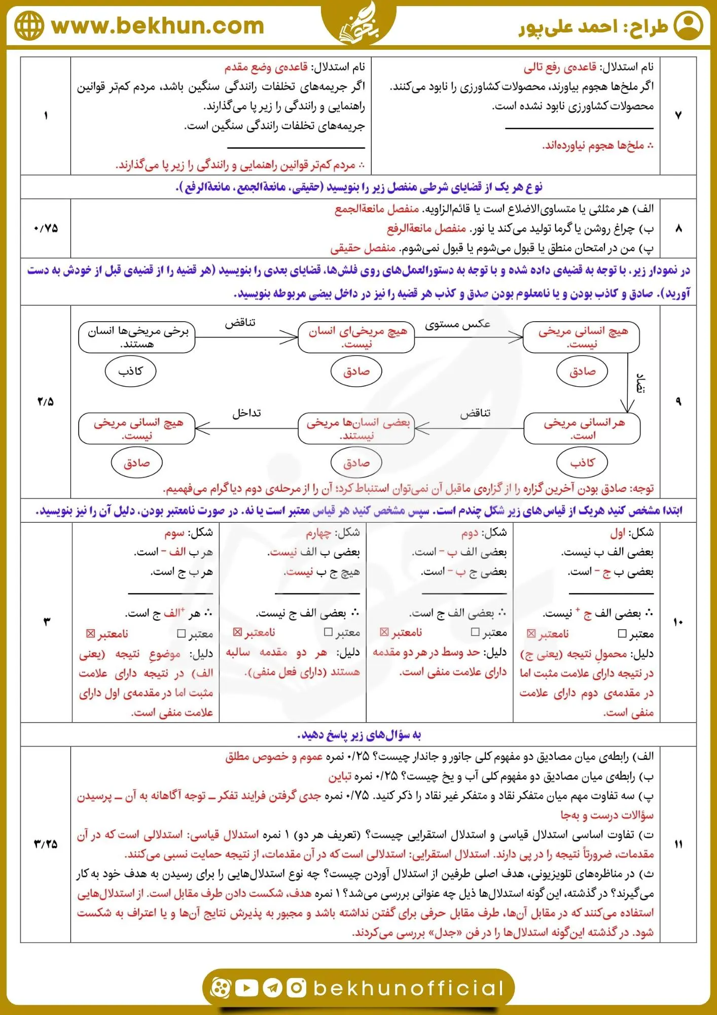 نمونه سوال منطق دهم انسانی خرداد