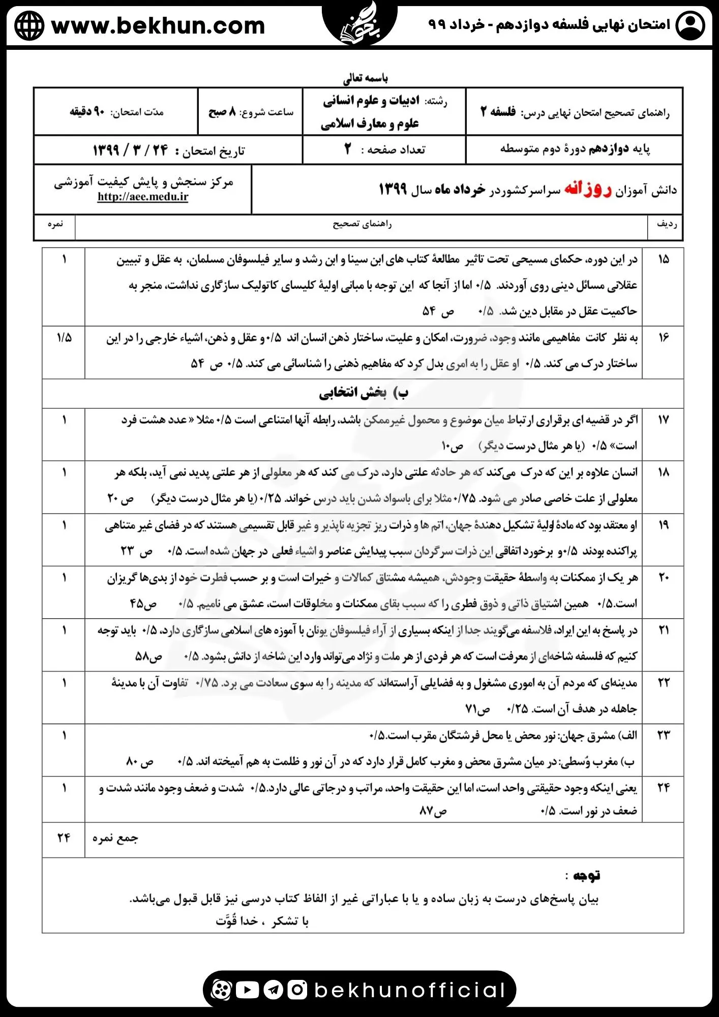 نمونه سوال فلسفه دوازدهم نهایی با جواب 113 دانلود نمونه سوالات امتحان نهایی فلسفه پایه دوازدهم خرداد 99