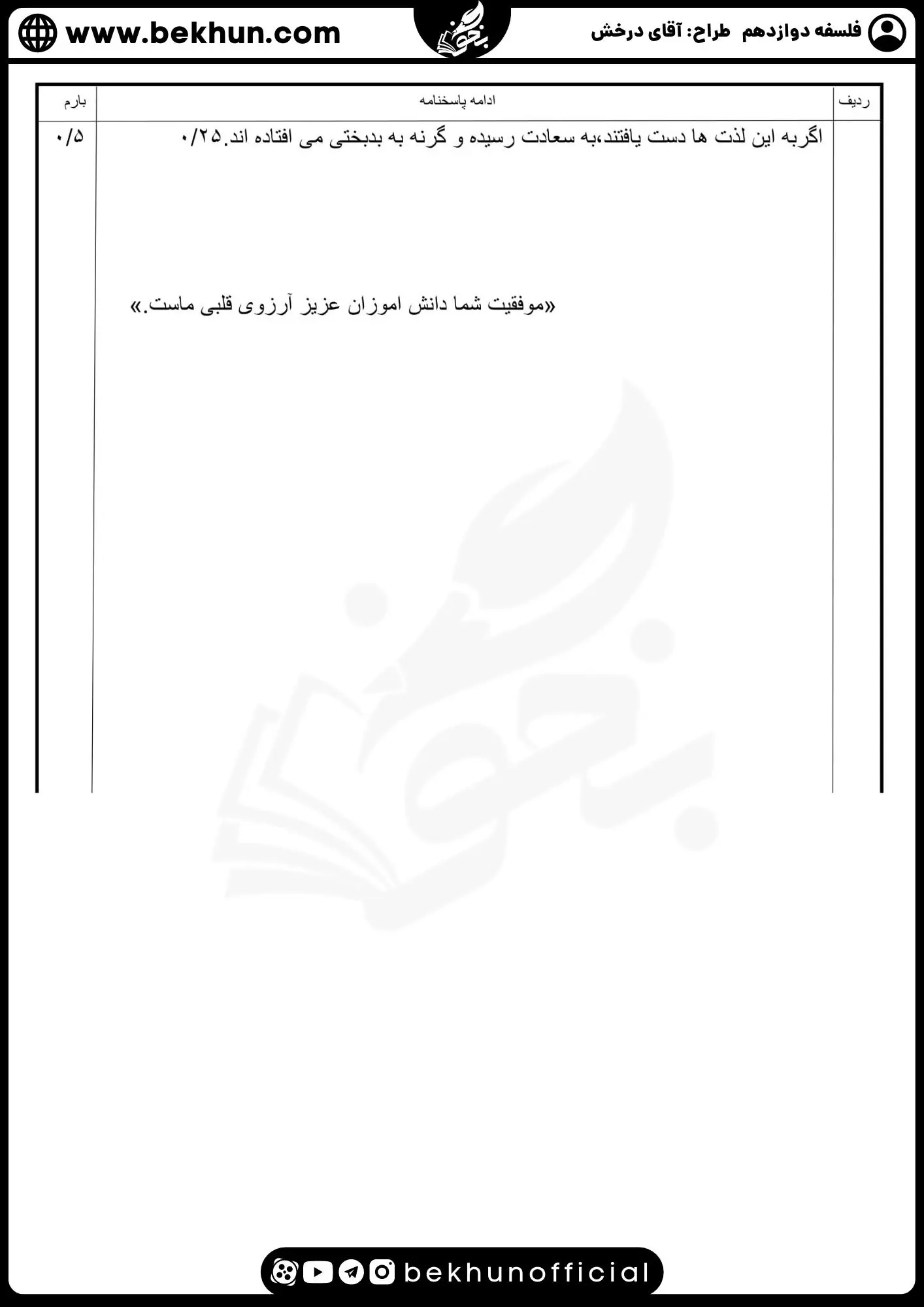 نمونه سوال فلسفه دوازدهم نهایی با جواب 77 دانلود جواب نمونه سوالات امتحان نهایی فلسفه دوازدهم