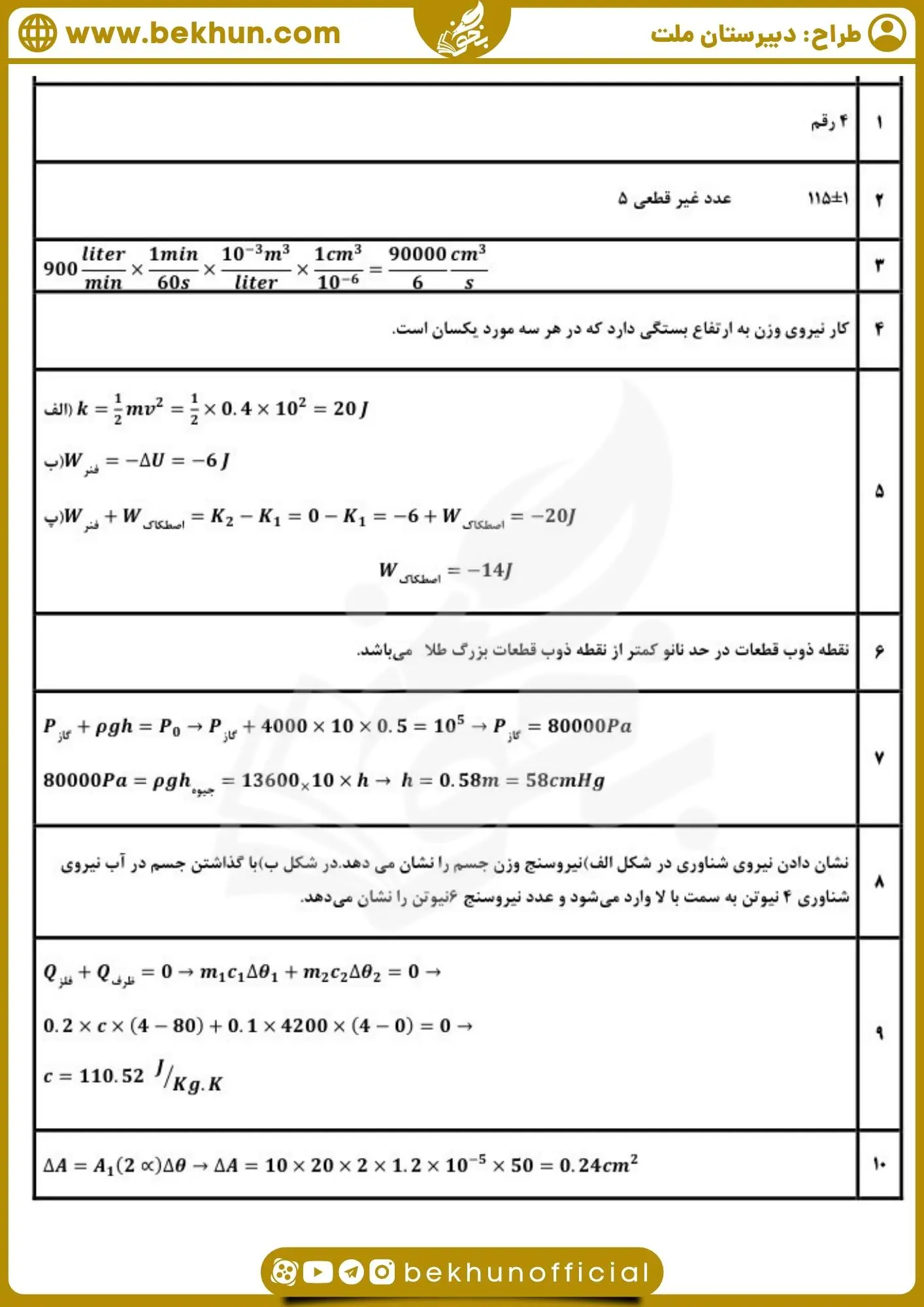 دانلود نمونه سوال فیزیک دهم نوبت دوم با پاسخ