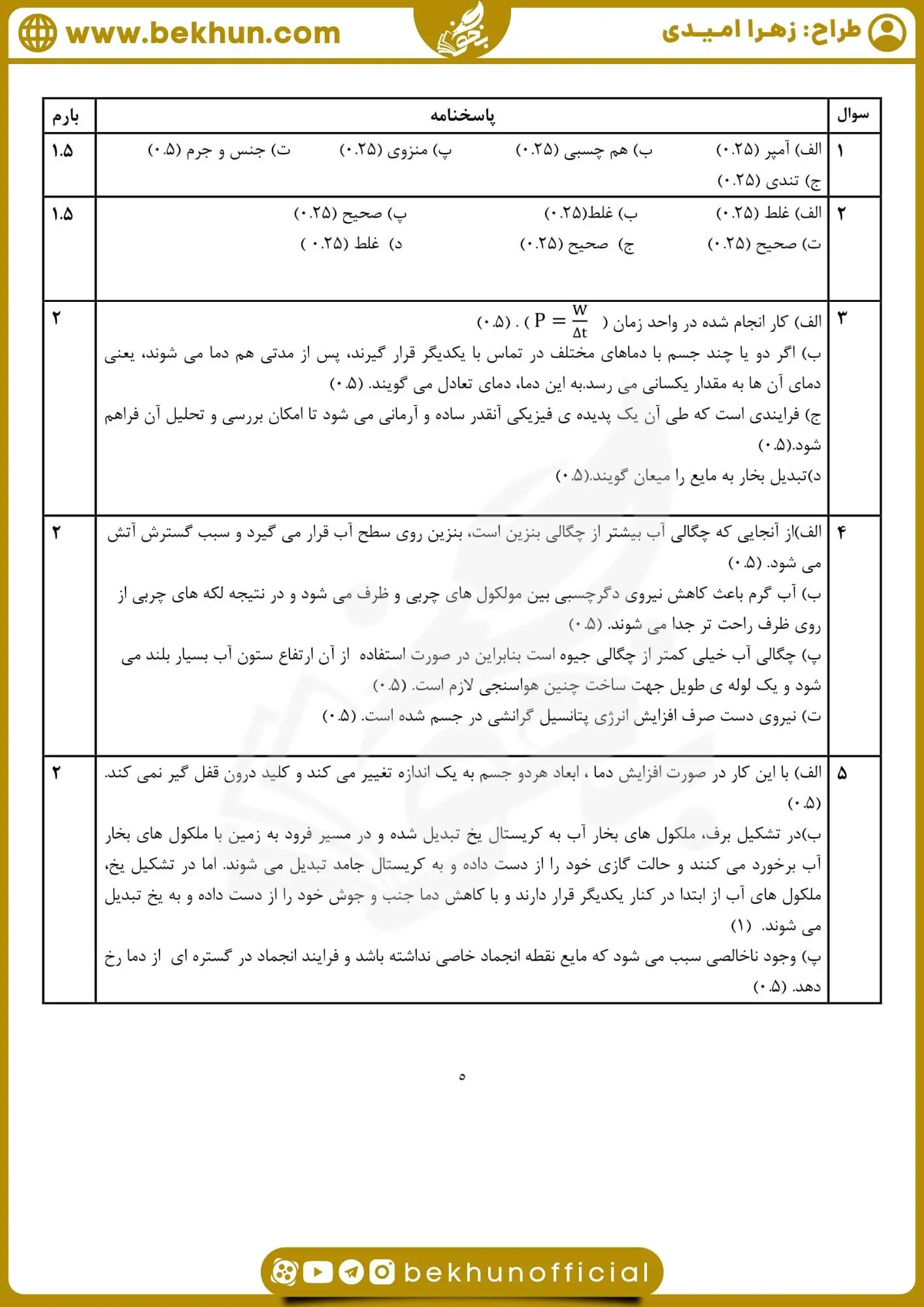 دانلود سوالات فیزیک دهم خرداد 