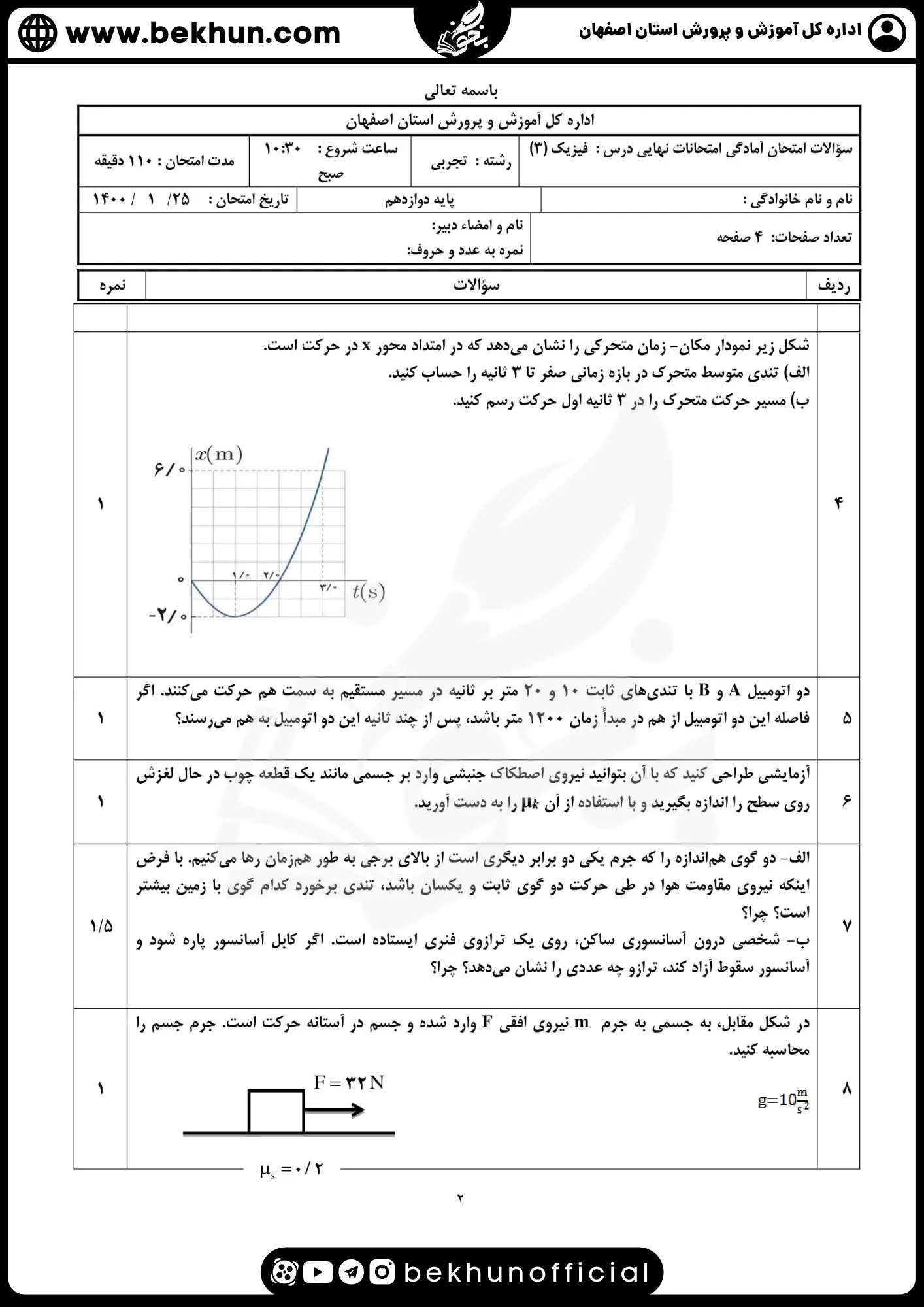 نمونه سوالات نهایی فیزیک دوازدهم تجربی با جواب 95 دانلود نمونه سوالات شبیه نهایی فیزیک دوازدهم تجربی