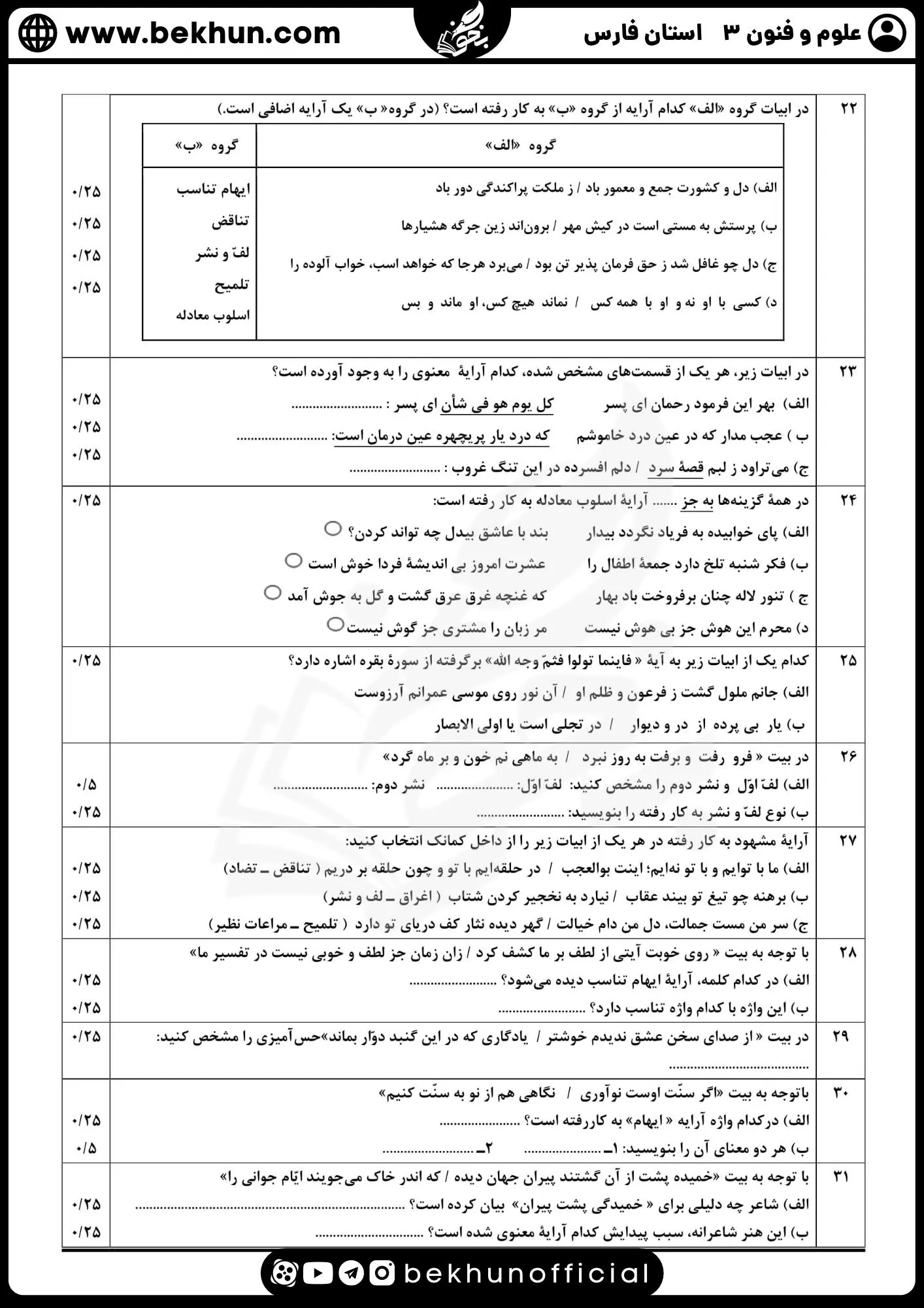 نمونه سوالات نهایی علوم و فنون دوازدهم انسانی 104 دانلود نمونه سوال نوبت دوم امتحان علوم و فنون ادبی دوازدهم انسانی