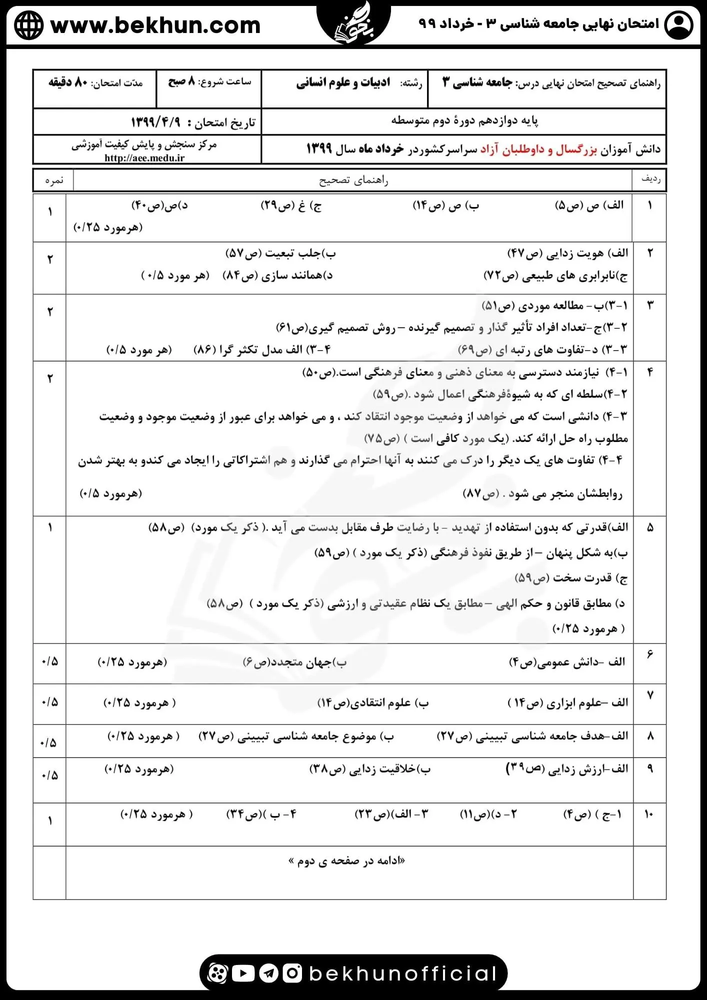 نمونه سوالات نهایی جامعه شناسی دوازدهم انسانی با جواب 113 جواب نمونه سوال امتحان نهایی جامعه شناسی دوازدهم سال ۹۹ خرداد ماه