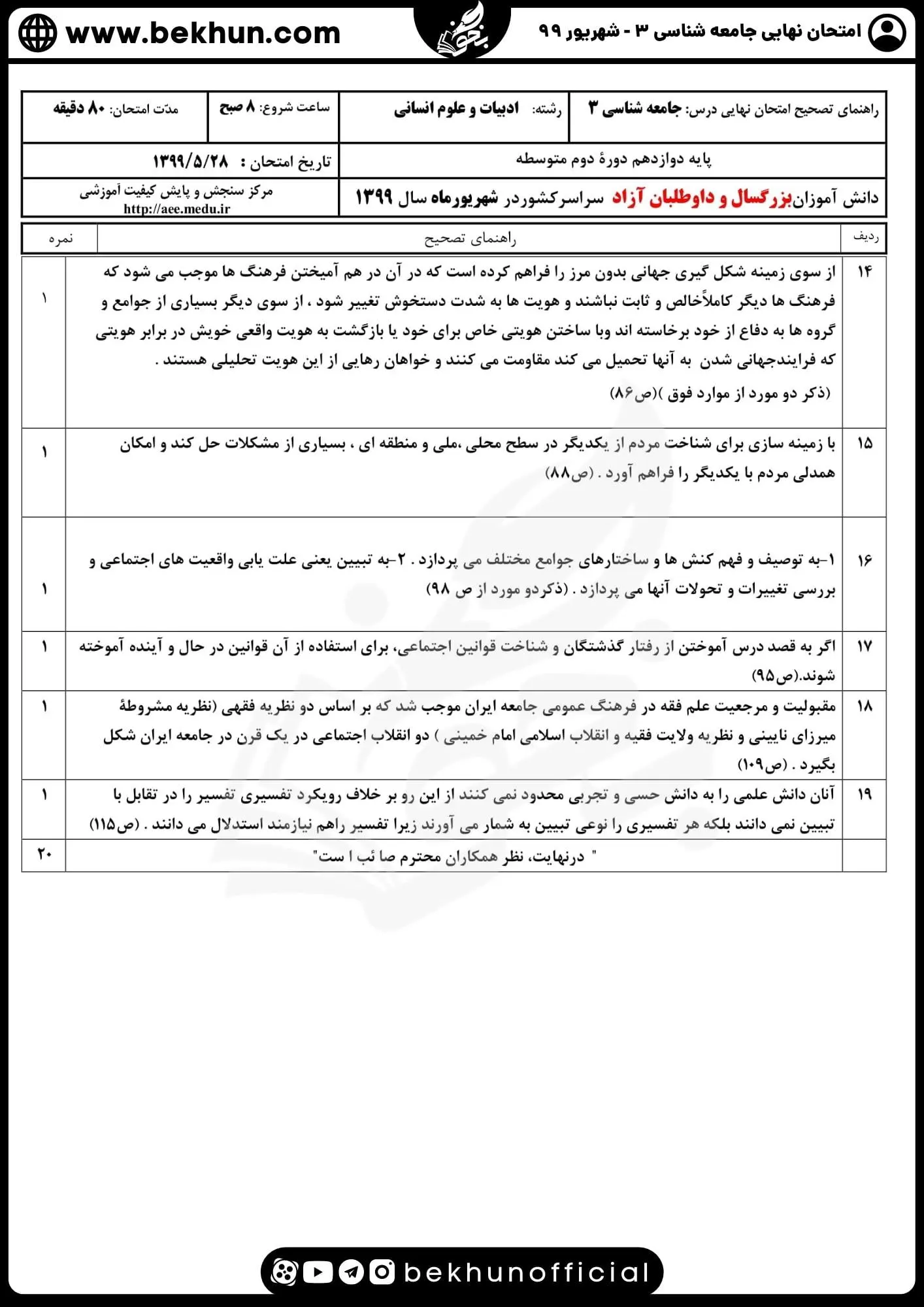 نمونه سوالات نهایی جامعه شناسی دوازدهم انسانی با جواب 118 نمونه سوالات نهایی جامعه شناسی دوازدهم انسانی با جواب شهریور ماه 99