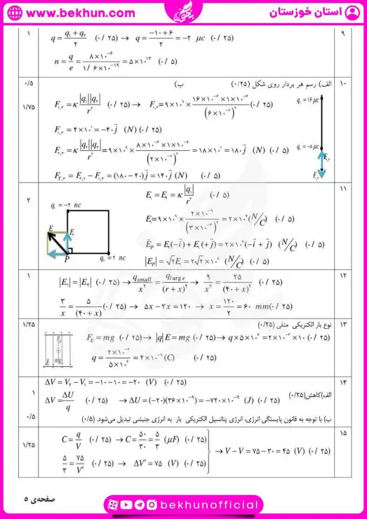 نمونه سوالات نوبت اول فیزیک یازدهم تجربی با جواب 10 نمونه سوال فیزیک نوبت اول یازدهم تجربی با جواب