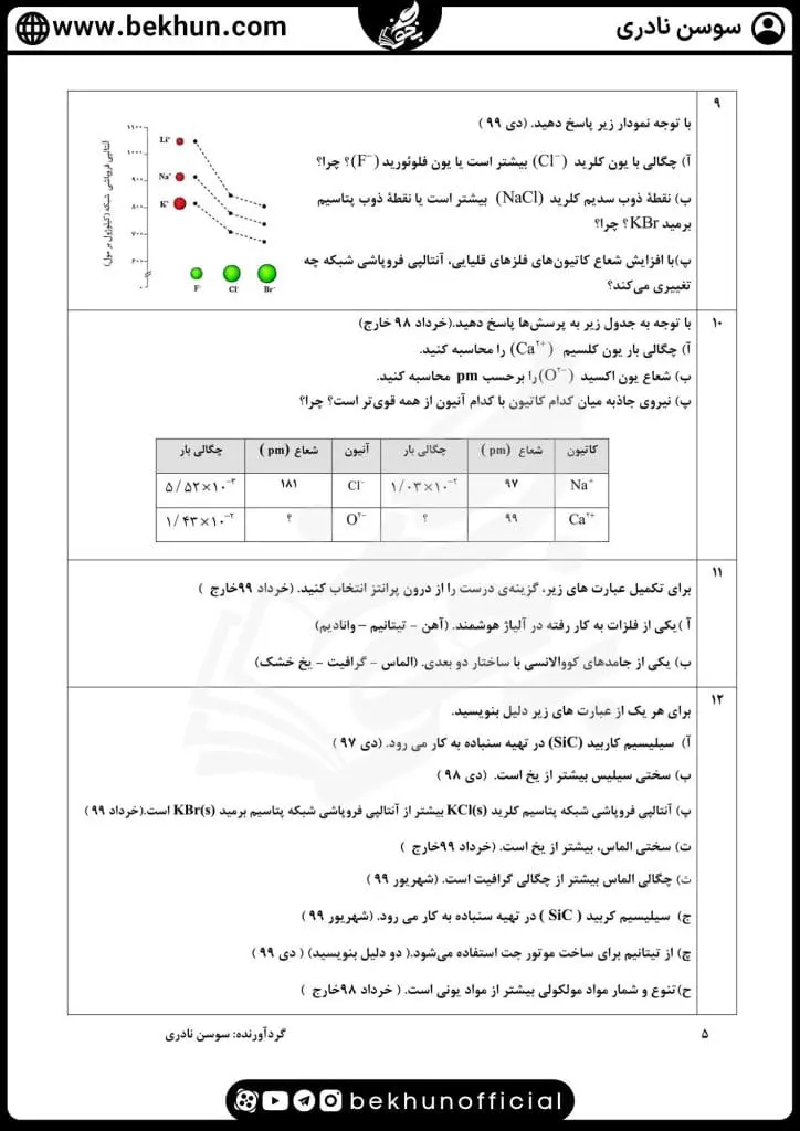 سوالات فصل سوم شیمی دوازدهم با جواب 48 سوالات امتحانی فصل سوم شیمی دوازدهم