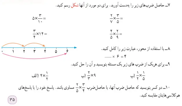 حل تمرین صفحه 35 کتاب ریاضی پنجم دبستان