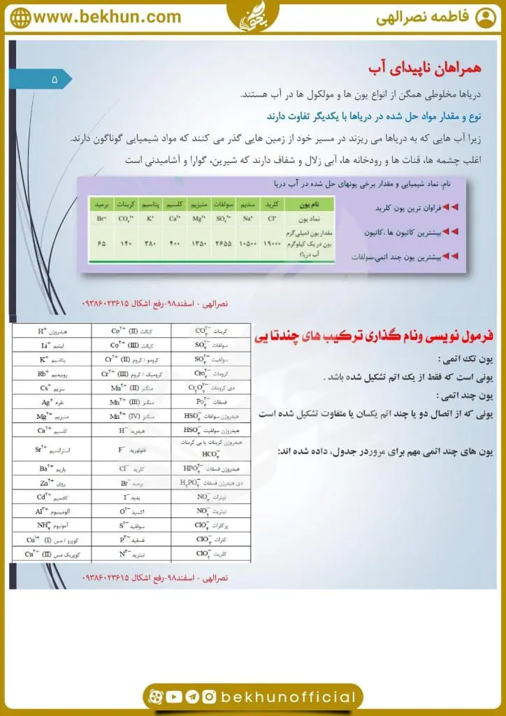 جزوه فصل سوم شیمی دهم تجربی و ریاضی 20 جزوه فصل سوم شیمی دهم ریاضی