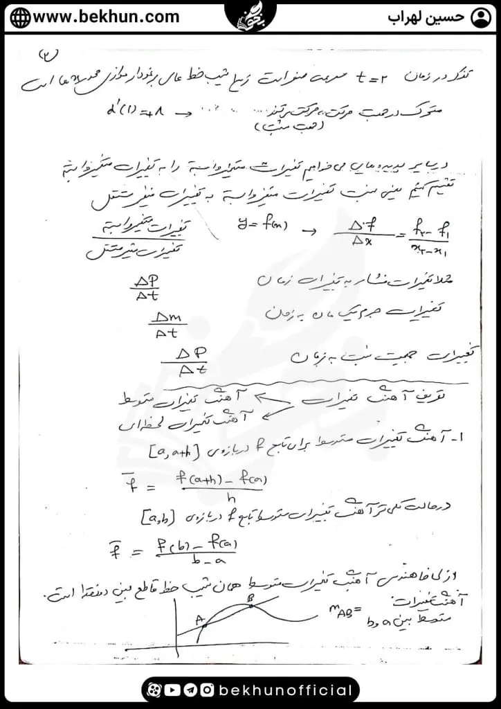 جزوه فصل 4 ریاضی دوازدهم تجربی 23 دانلود جزوه فصل مشتق ریاضی دوازدهم تجربی درس سوم