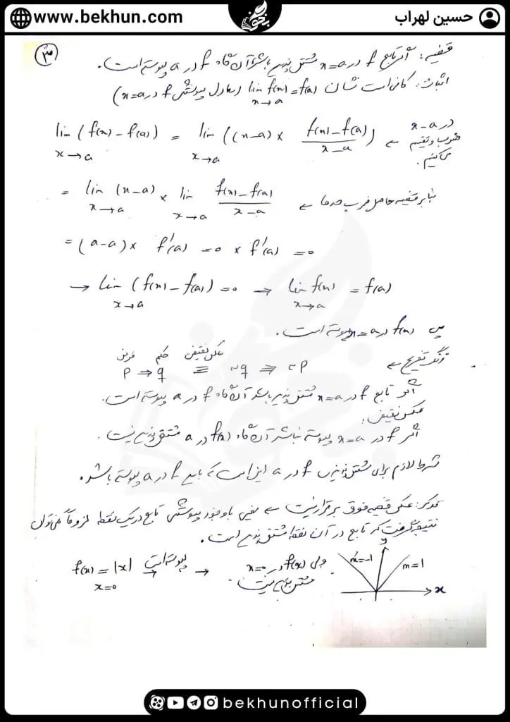 جزوه فصل 4 ریاضی دوازدهم تجربی 21 جزوه ریاضی دوازدهم فصل مشتق