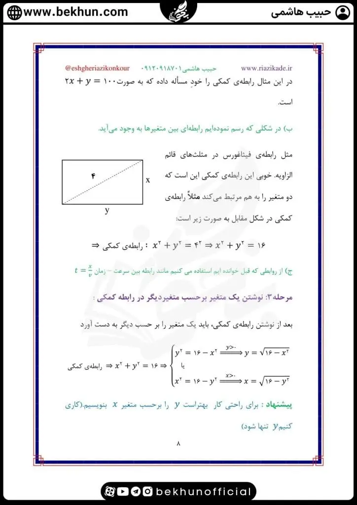جزوه فصل 5 ریاضی دوازدهم تجربی 30 جزوه مشتق و کاربرد مشتق کنکور تجربی