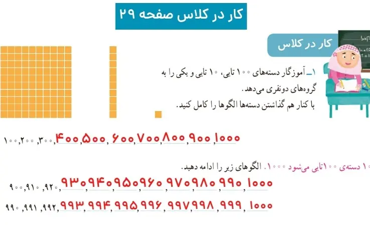 جواب کار در کلاس ریاضی سوم ابتدایی صفحه ۲۹