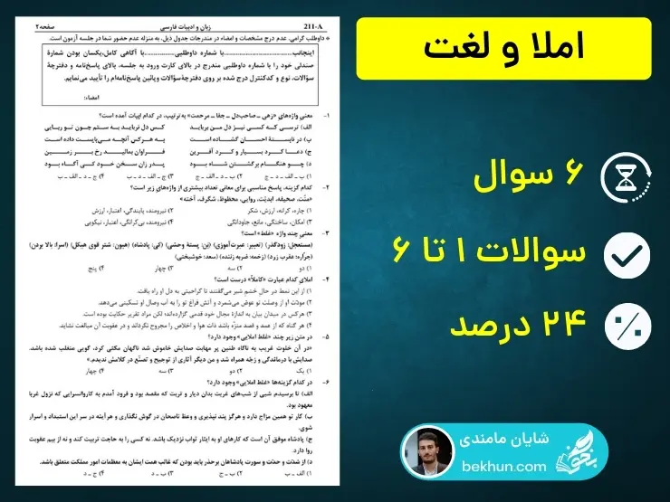 بودجه بندی لغات ادبیات کنکور