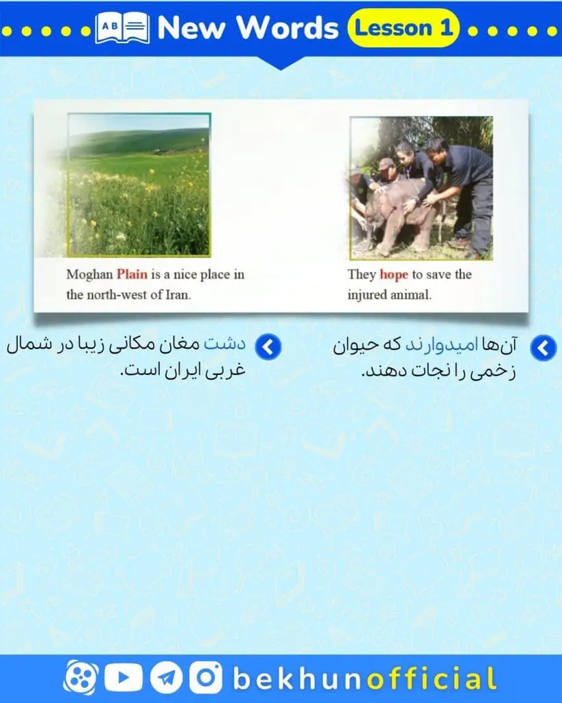 معنی لغت های درس اول زبان دهم