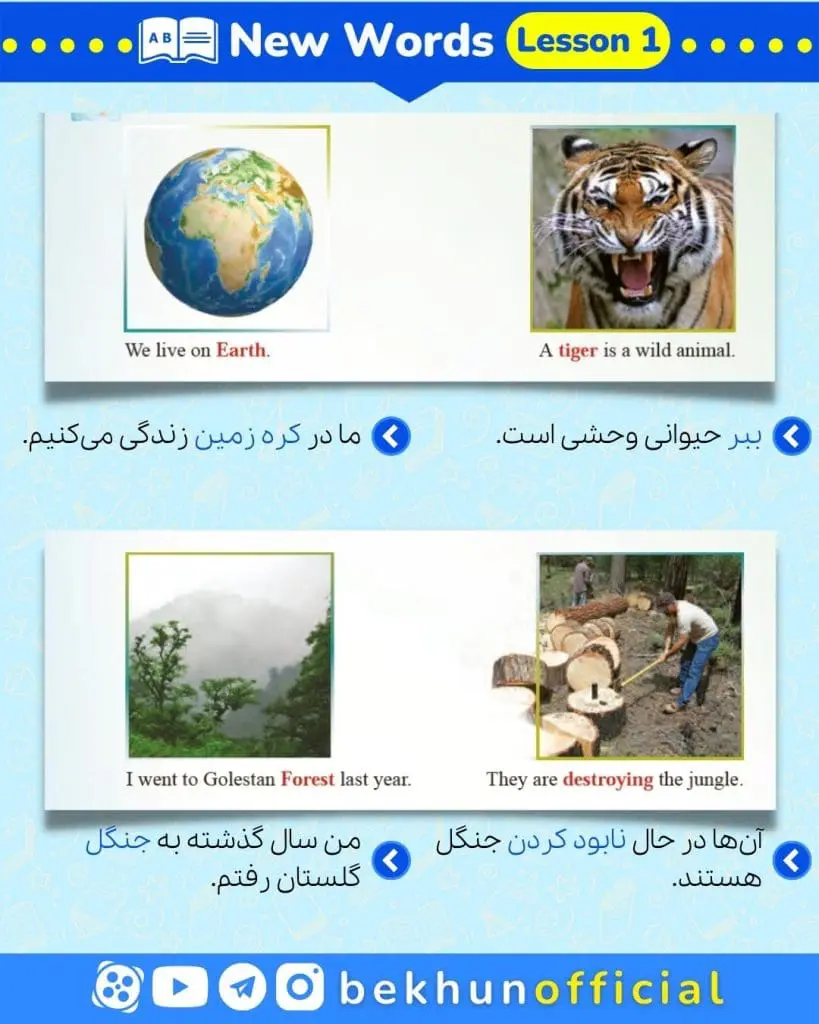 معنی واژه های درس اول زبان دهم