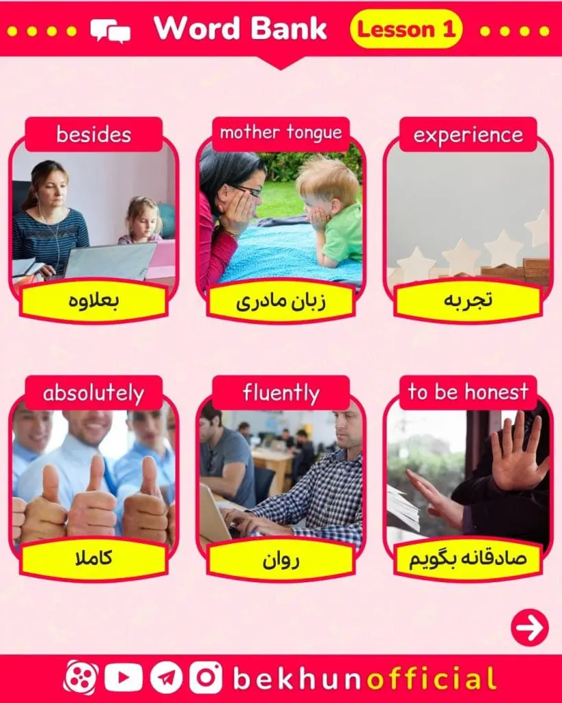 معنی واژه های درس اول زبان یازدهم