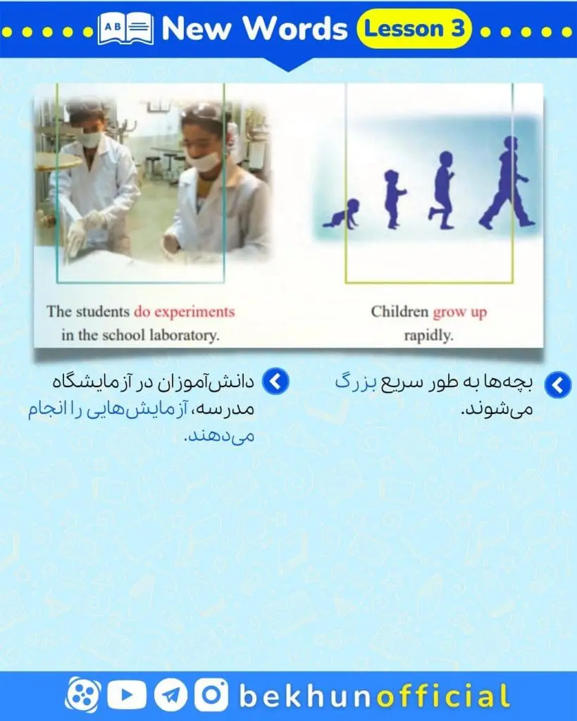 ترجمه واژه های درس 3 زبان دهم