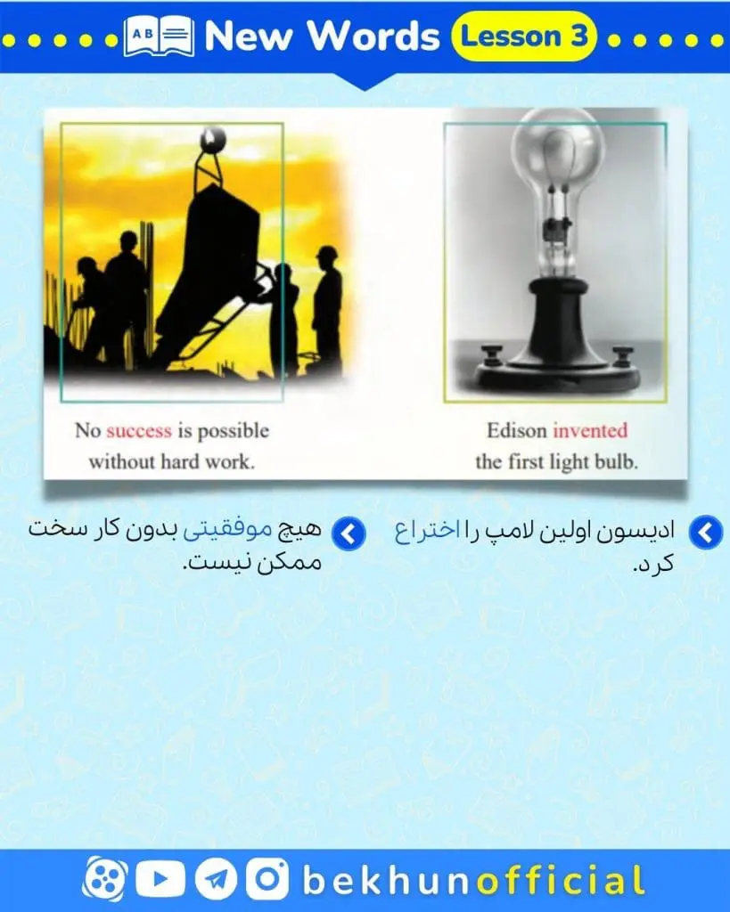 معنی لغت های درس سوم زبان دهم