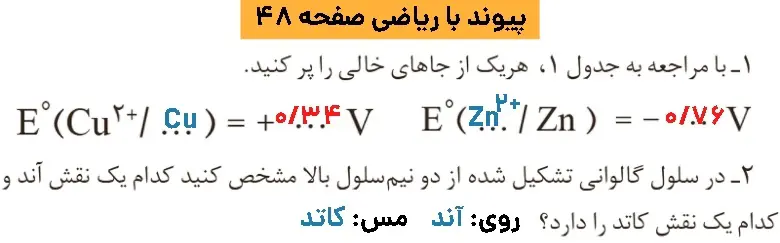 پاسخ پیوند با ریاضی شیمی ۱۲ فصل دوم