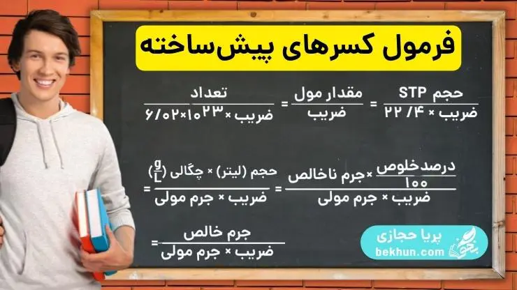 سریعترین روش حل مسائل استوکیومتری کنکور 6 آموزش فرمول کسرهای پیش ساخته استوکیومتری