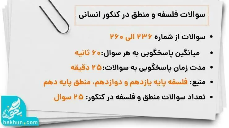 سوالات فلسفه و منطق در کنکور انسانی