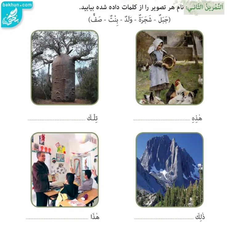 تمرین دوم صفحه 5 عربی هفتم