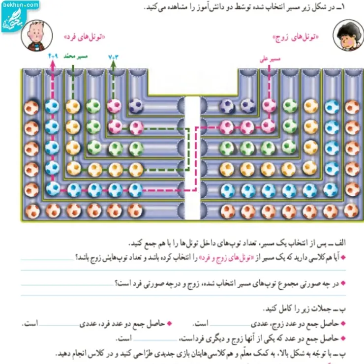 سوال اول فعالیت ریاضی ششم