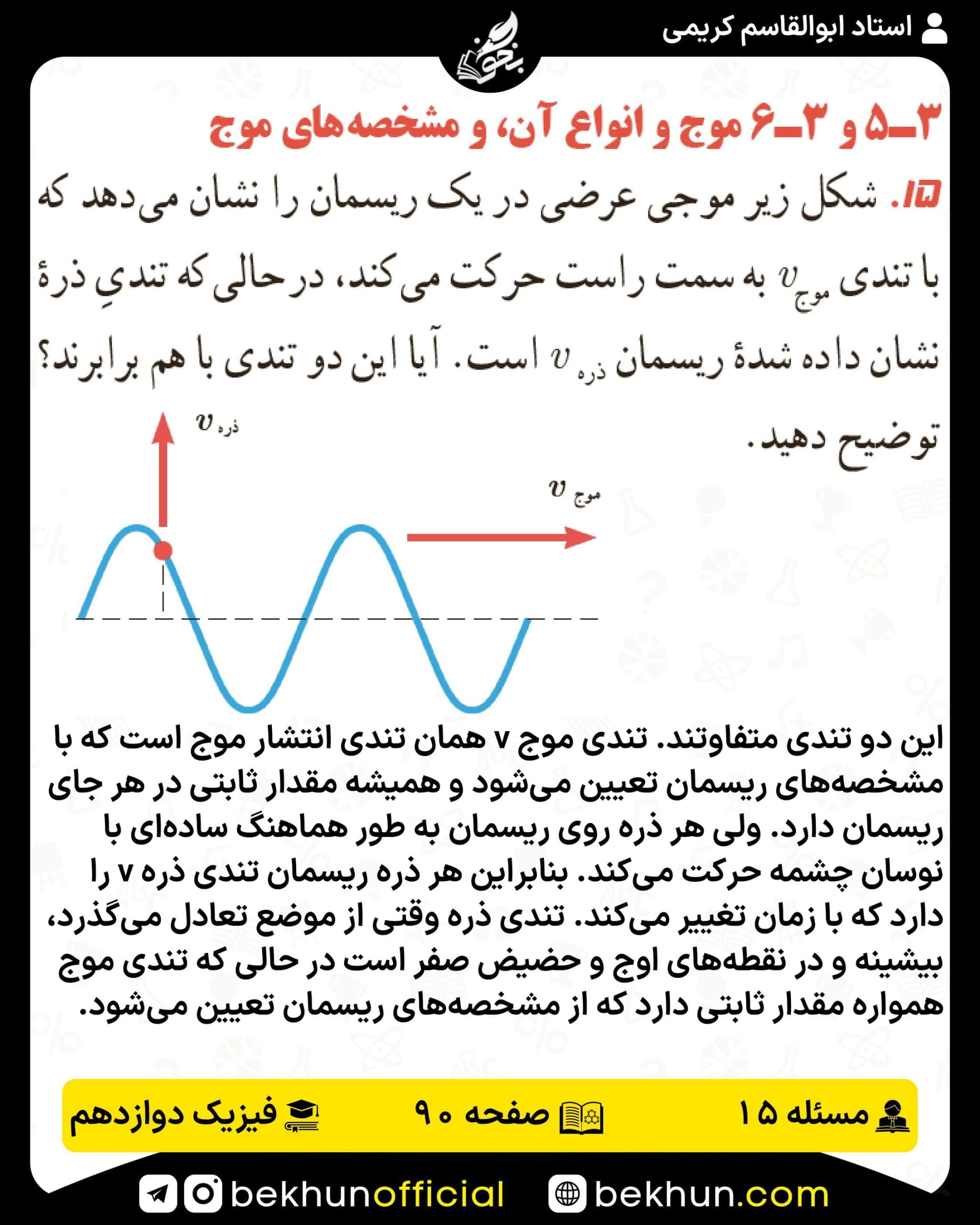 جواب پرسشها و مسئلههای فیزیک دوازدهم تجربی 195 پاسخ پرسش و مسئله 15 صفحه 90 فیزیک دوازدهم تجربی